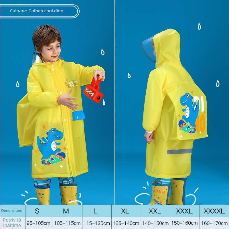 Poncho de ploaie pentru copii, material EVA, grosime 0.15, greutate 250 g, pentru copii