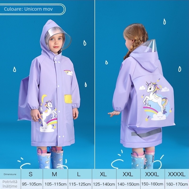 Poncho de ploaie pentru copii, material EVA, grosime 0.15, greutate 250 g, pentru copii