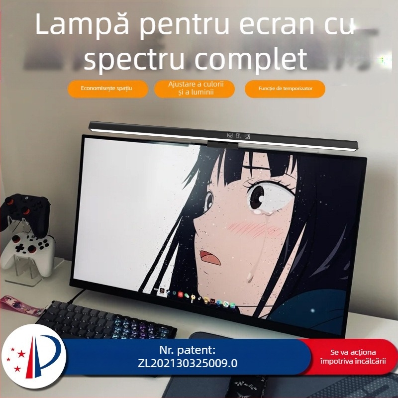 Lampă LED pentru monitor, montare pe ecran, alimentare USB, reglare prin atingere, protecție a ochilor, control inteligent, sursă de lumină asimetrică