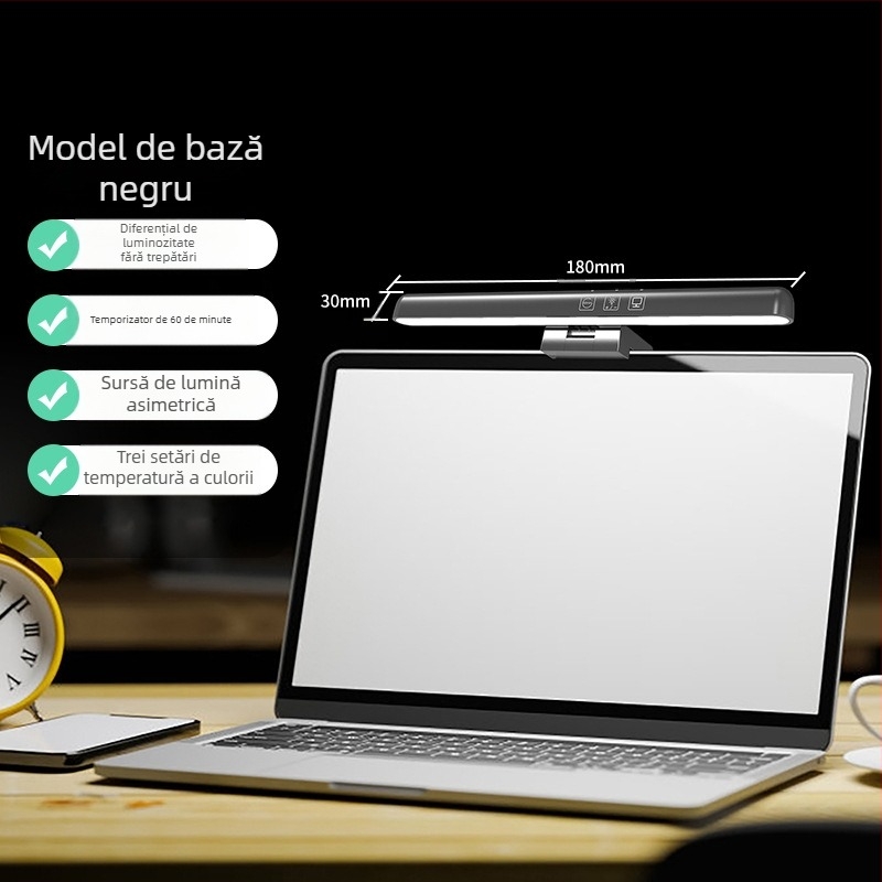 Lampă LED pentru monitor, montare pe ecran, alimentare USB, reglare prin atingere, protecție a ochilor, control inteligent, sursă de lumină asimetrică