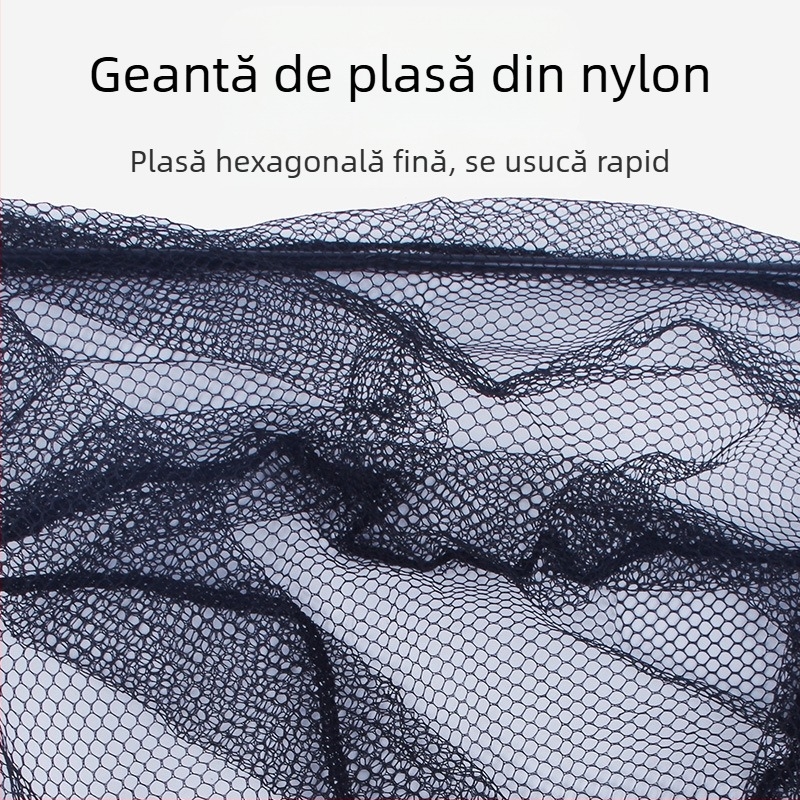 Plasă de pescuit din aliaj de aluminiu, triunghiulară integrată, plasă telescopică pliabilă de mână, cu ochi fin, diametrul gurii 40 cm, adâncime 30 cm, retractabilă