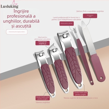 Set de tăiat unghii – oțel inoxidabil și oțel cu conținut de carbon; pilă pentru îndepărtarea pielii moarte; pilă pentru netezirea suprafeței unghiei; set de instrumente pentru tăierea unghiilor; Lusluking