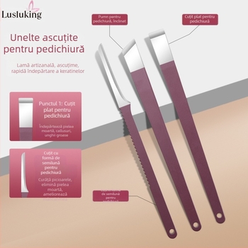 Set de tăiat unghii – oțel inoxidabil și oțel cu conținut de carbon; pilă pentru îndepărtarea pielii moarte; pilă pentru netezirea suprafeței unghiei; set de instrumente pentru tăierea unghiilor; Lusluking