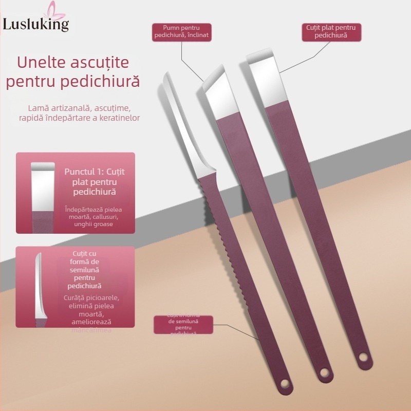 Set de tăiat unghii – oțel inoxidabil și oțel cu conținut de carbon; pilă pentru îndepărtarea pielii moarte; pilă pentru netezirea suprafeței unghiei; set de instrumente pentru tăierea unghiilor; Lusluking