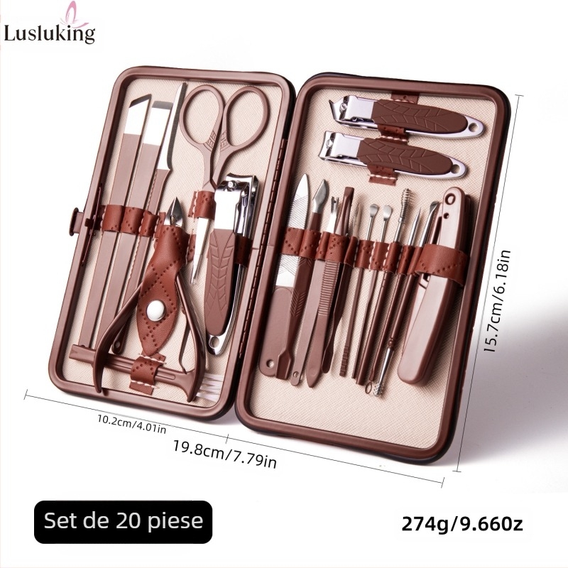 Set de tăiat unghii – oțel inoxidabil și oțel cu conținut de carbon; pilă pentru îndepărtarea pielii moarte; pilă pentru netezirea suprafeței unghiei; set de instrumente pentru tăierea unghiilor; Lusluking