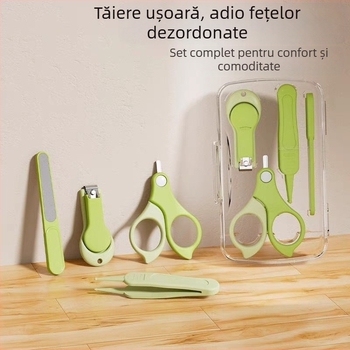 Set de unghii pentru bebeluși cu design anti-strivire – plastic + oțel inoxidabil, kit sigur de îngrijire