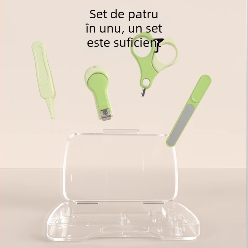 Set de unghii pentru bebeluși cu design anti-strivire – plastic + oțel inoxidabil, kit sigur de îngrijire