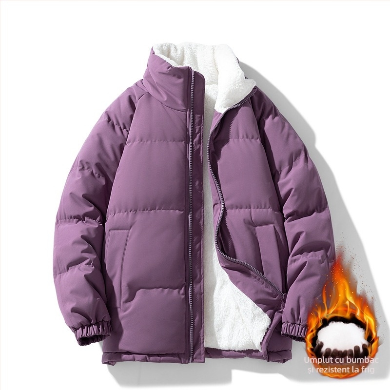 Palton unisex din chenille, guler înalt, căptușeală acetat, umplutură poliester-cotton, toamnă-iarnă