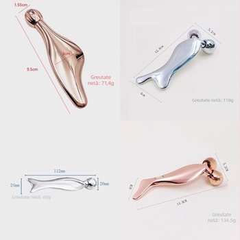 Roler metal pentru ochi – masaj facial cu gua sha, tip roller, aliaj de zinc, ioni negativi, pentru uz casnic