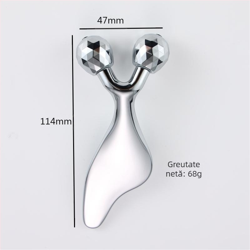 Roler metal pentru ochi – masaj facial cu gua sha, tip roller, aliaj de zinc, ioni negativi, pentru uz casnic