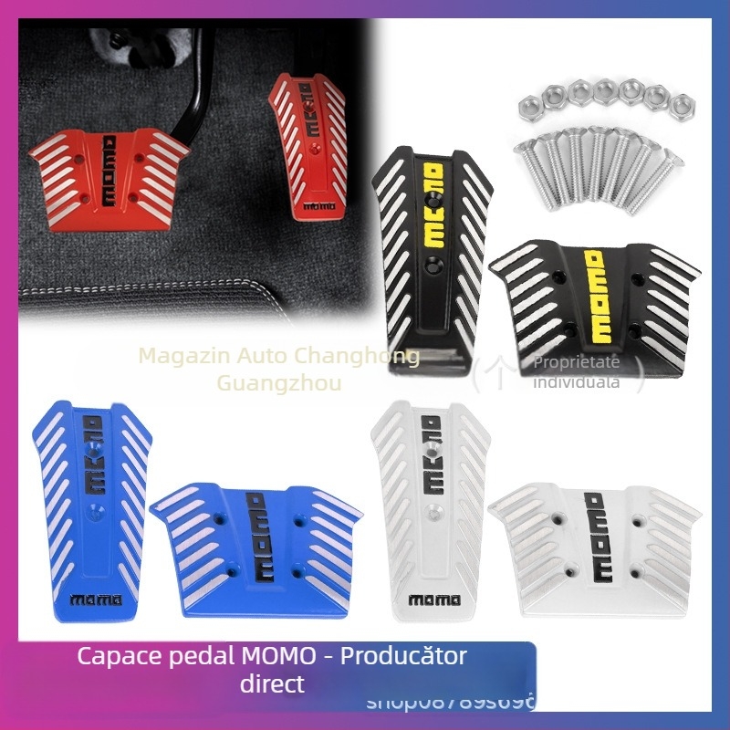 Always red pedale auto din aliaj de aluminiu pentru accelerație și frână – potrivire universală, personalizabile