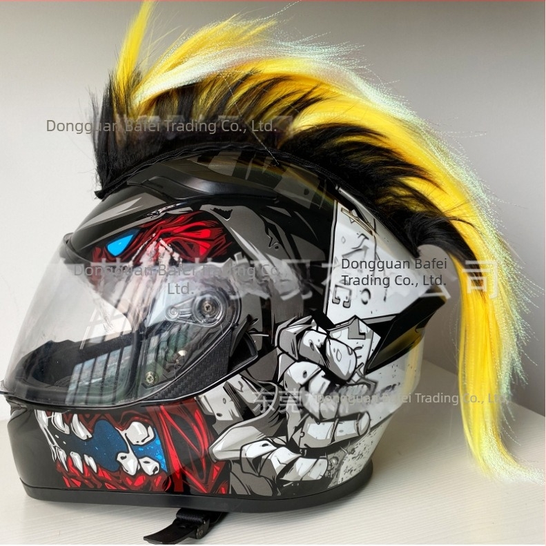 Perucă pentru cască de motocicletă cu decor punk, material: sârmă rezistentă la temperaturi înalte; marcă: Baffy; personalizare disponibilă; greutate aproximativ 90 g; potrivită pentru bărbați și femei