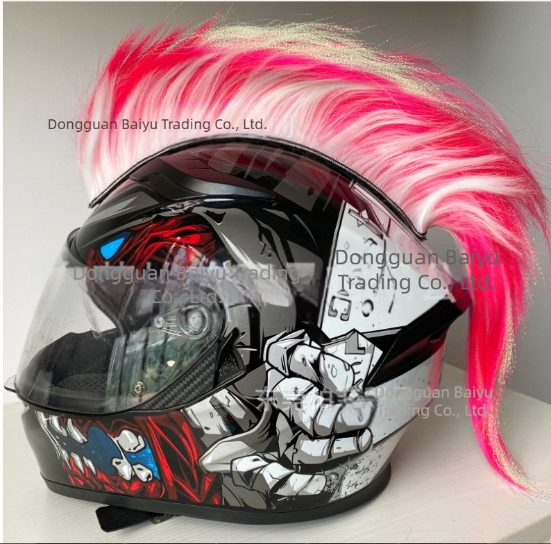 Perucă pentru cască de motocicletă cu decor punk, material: sârmă rezistentă la temperaturi înalte; marcă: Baffy; personalizare disponibilă; greutate aproximativ 90 g; potrivită pentru bărbați și femei