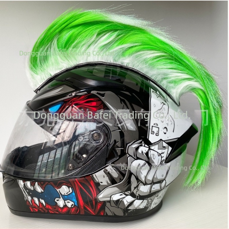 Perucă pentru cască de motocicletă cu decor punk, material: sârmă rezistentă la temperaturi înalte; marcă: Baffy; personalizare disponibilă; greutate aproximativ 90 g; potrivită pentru bărbați și femei