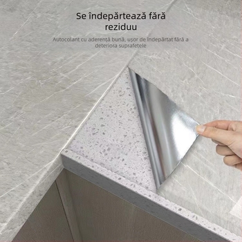 Sticker de perete bucătărie, marmură cu folie de aluminiu, PET, rezistent la apă, rezistent la ulei, anti-mucegai, 1 bucată, design modern plat