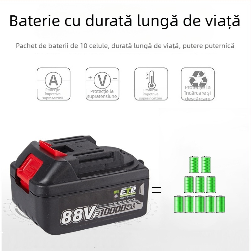 Cheie cu impact fără perii, 20V baterie litiu reîncărcabilă, cuplu până la 350 Nm, greutate 1,85 kg, 3500 lovituri