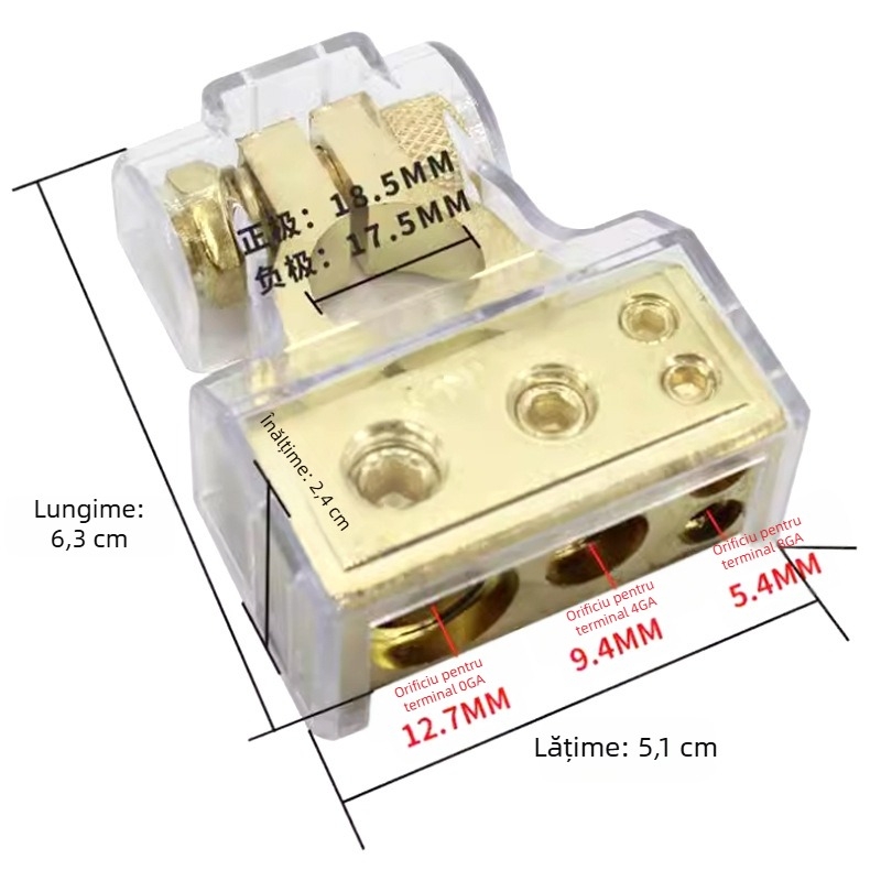 Terminale pentru baterie auto și conectori, aliaj de zinc, 12–48 V, 10 W, MT2442701, pentru vehicule