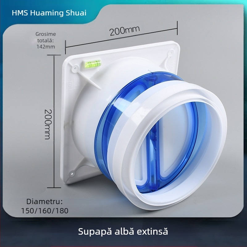 Supapă de reținere pentru ventilația bucătăriei, etanșare înaltă, ABS plastic, funcționare unidirecțională