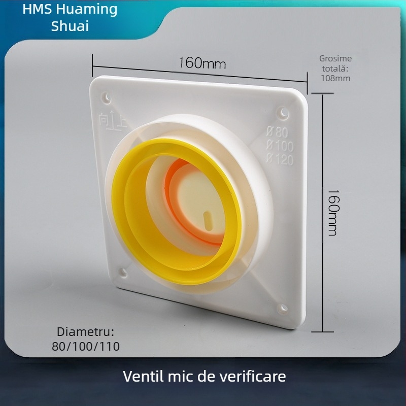 Supapă de reținere pentru ventilația bucătăriei, etanșare înaltă, ABS plastic, funcționare unidirecțională