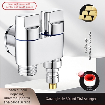 Robinet pentru toaletă din cupru, model 1 intrare / 2 ieșiri, finisaj electroplacat, montaj rotativ, temperatură de lucru 100°C