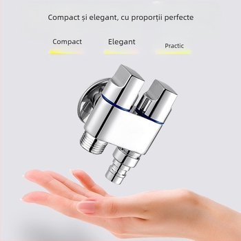 Robinet pentru toaletă din cupru, model 1 intrare / 2 ieșiri, finisaj electroplacat, montaj rotativ, temperatură de lucru 100°C