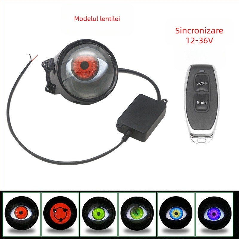 Faruri LED Demon Eye cu lentilă modificată, 1W, 12V, 0.3A, universal