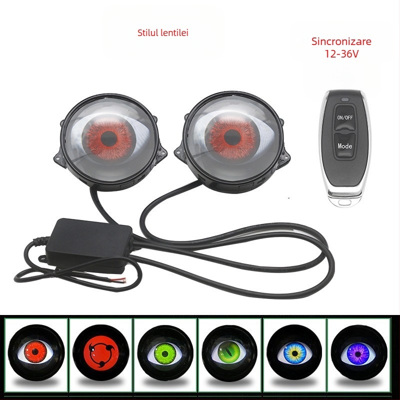 Faruri LED Demon Eye cu lentilă modificată, 1W, 12V, 0.3A, universal