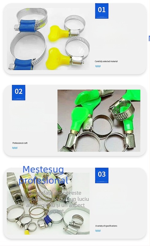 Colier de furtun din oțel inoxidabil cu mâner din plastic, diametru nominal 10–16 mm, diametru de fixare 16 mm, pentru industrie auto și navală, Mingfei Fastener