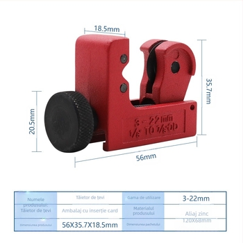 Record Work tăietor reglabil pentru țevi metalice – pentru țevi din cupru și aluminiu, potrivit pentru conducte de apă și HVAC