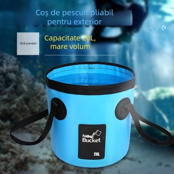 Găleată de apă pliabilă pentru exterior, ușoară din PVC pentru spălat mașina și pescuit, capacitate 12L/20L, țesătură impermeabilă, posibilitate de logo personalizat