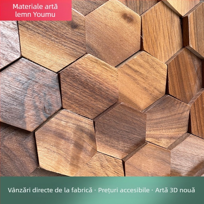 Mozaic de perete - hexagonal, textură lemnoasă, finisaj semi-mat, model A003