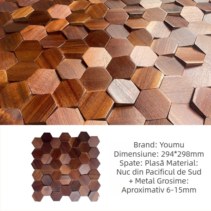 Mozaic de perete - hexagonal, textură lemnoasă, finisaj semi-mat, model A003