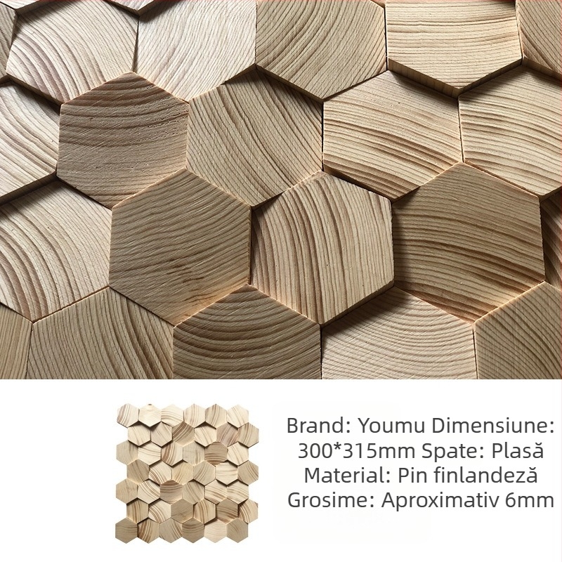 Mozaic de perete - hexagonal, textură lemnoasă, finisaj semi-mat, model A003