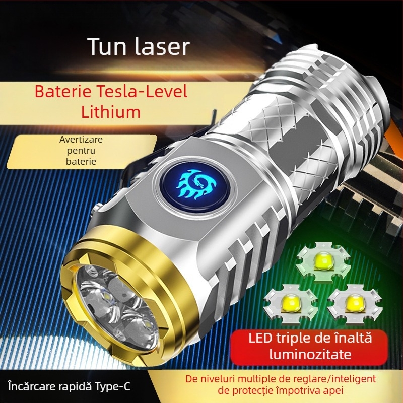 Fenar NIYANG/Reverse Yang cu LED pentru uz casnic și exterior, încărcare USB-C rapidă, baterie litiu cu capacitate mare, rotație la 360°, rază 100–200 m