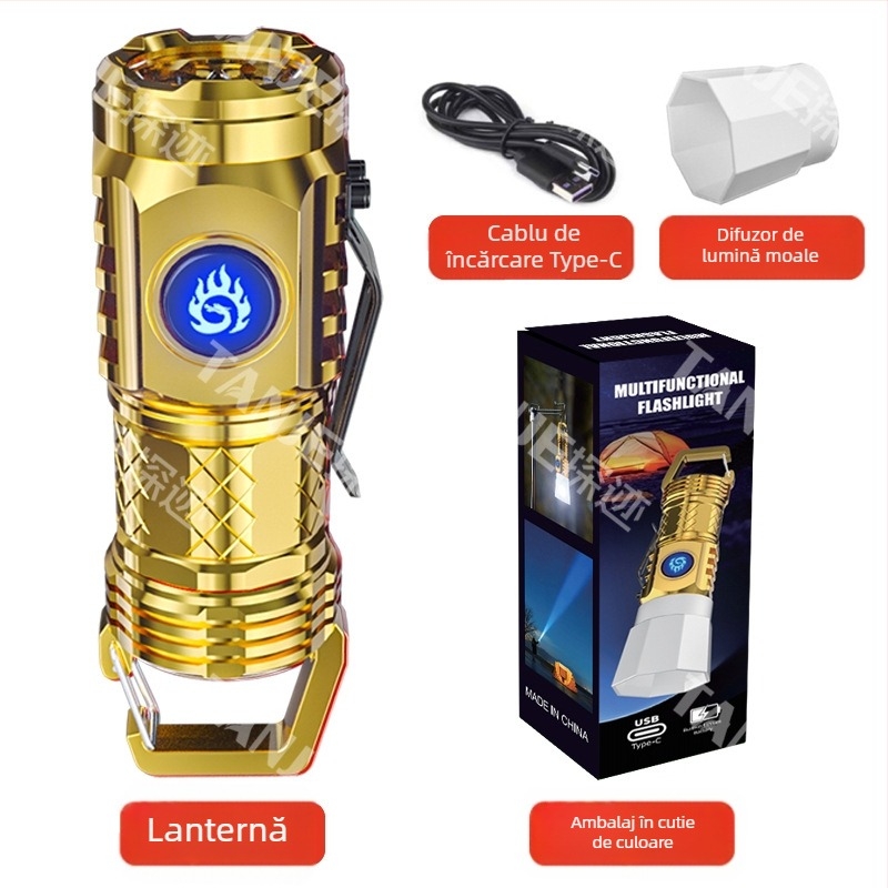 Fenar NIYANG/Reverse Yang cu LED pentru uz casnic și exterior, încărcare USB-C rapidă, baterie litiu cu capacitate mare, rotație la 360°, rază 100–200 m