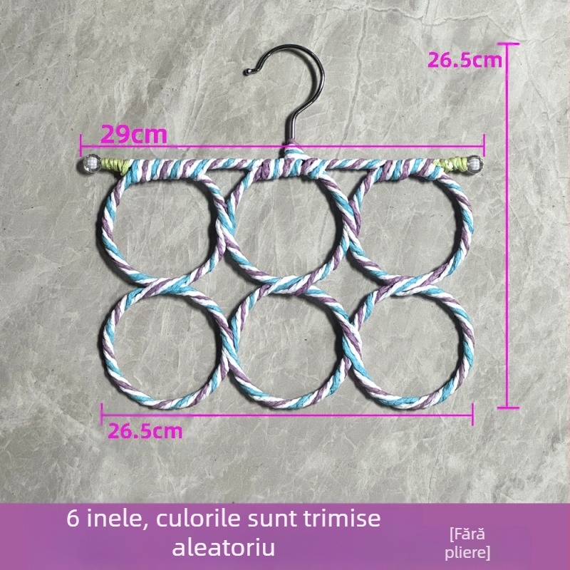 Suport pentru șaluri cu 6 inele, suport interior pentru haine, plasă țesută din răchită de hârtie pentru păsări