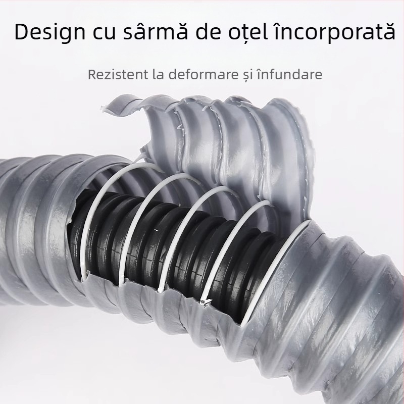 Win the bully Set de drenaj pentru chiuveta de bucătărie cu două cuve – Modelul 10126, oțel inoxidabil 304 + plastic ABS, Stil modern minimalist