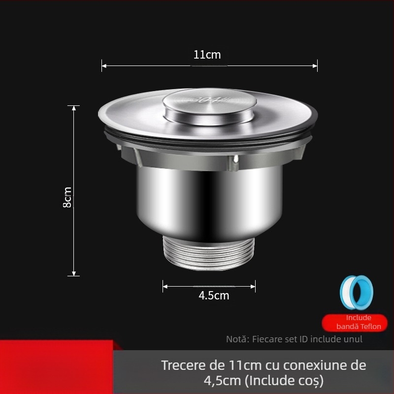 Win the bully Set de drenaj pentru chiuveta de bucătărie cu două cuve – Modelul 10126, oțel inoxidabil 304 + plastic ABS, Stil modern minimalist