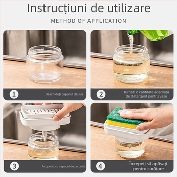 Dozator de săpun pentru vase din sticlă, cu apăsare manuală, stil modern minimalist