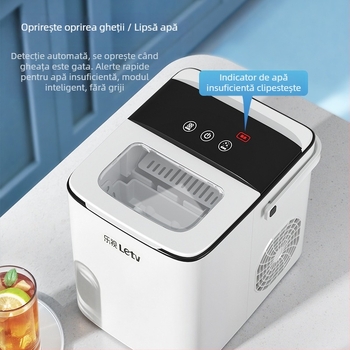 Leshi Mașină de Gheață ZB08 – 220V, 100W, capacitate 1,5 L, pentru 1–5 persoane, aparat complet automat pentru cuburi de gheață rotunde