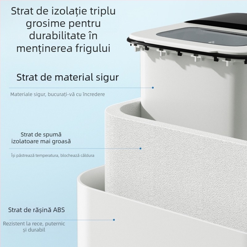 Leshi Mașină de Gheață ZB08 – 220V, 100W, capacitate 1,5 L, pentru 1–5 persoane, aparat complet automat pentru cuburi de gheață rotunde