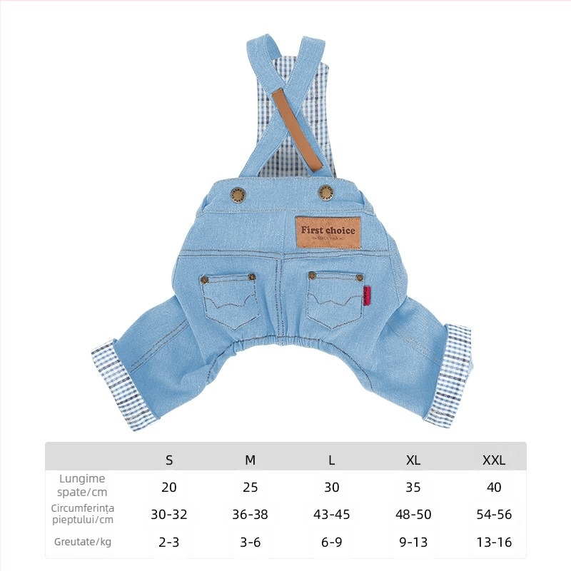 CheePet Salopete Denim – Stil Cowboy pentru Câini, Îmbrăcăminte pentru Animale de Companie, Unisex
