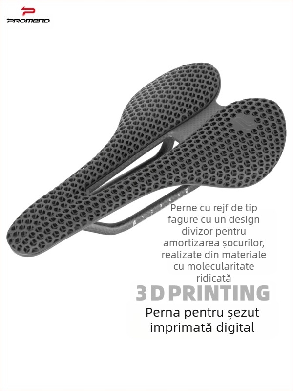 PROMEND Șa de bicicletă SD-585, arc din carbon imprimat 3D, suprafață din piele cu celule hexagonale, carcasă inferioară din nylon, pentru biciclete de munte