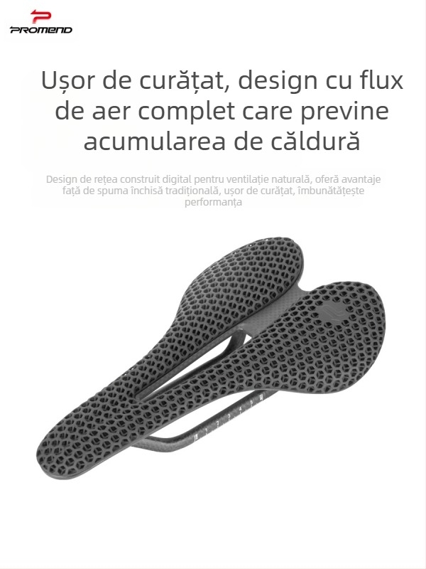 PROMEND Șa de bicicletă SD-585, arc din carbon imprimat 3D, suprafață din piele cu celule hexagonale, carcasă inferioară din nylon, pentru biciclete de munte