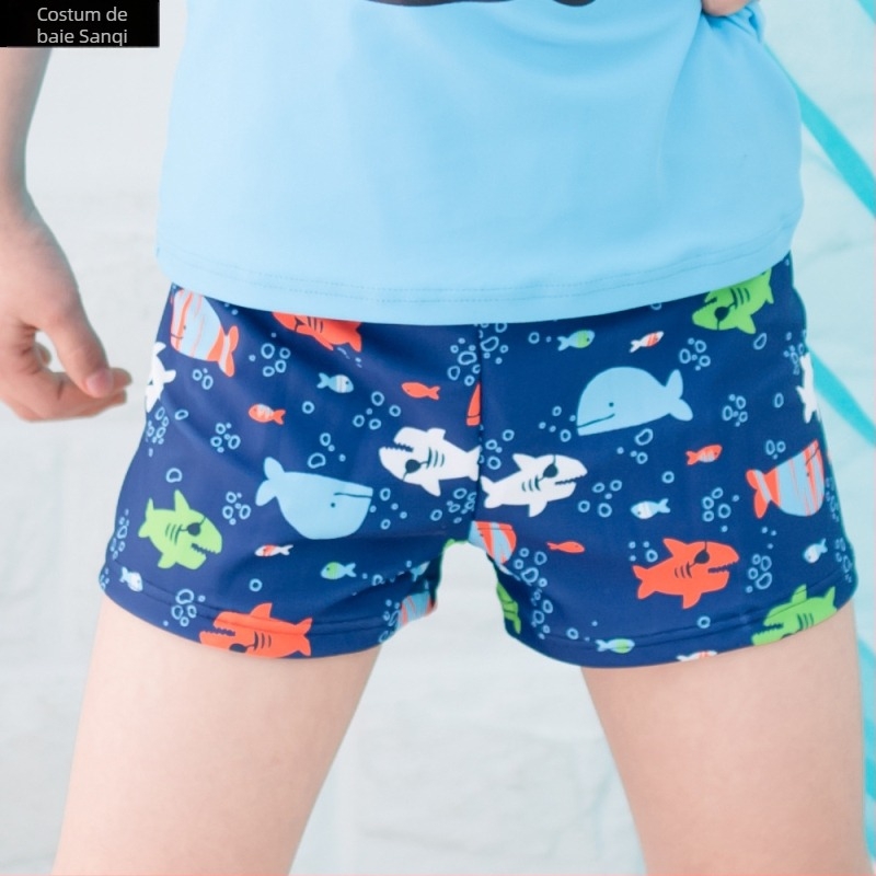 Costum de baie split pentru băieți, desen animat (Țesătură: nailon; 82% poliester; căptușeală poliester cu 8% spandex; vârsta 3–10 ani)