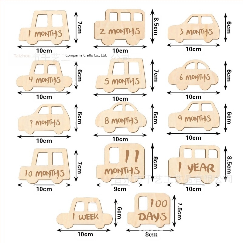 Plăcuță de milestone pentru bebeluși, recuzită foto pentru lunile bebelușului, material boxwood, ambalaj Opp bag, cadou potrivit