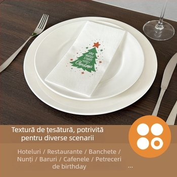 Șervețel de unică folosință și față de masă fără praf pentru restaurante occidentale, imprimare logo, personalizabil, 25/50 coli, material: celuloză din lemn virgin, hârtie de înaltă calitate