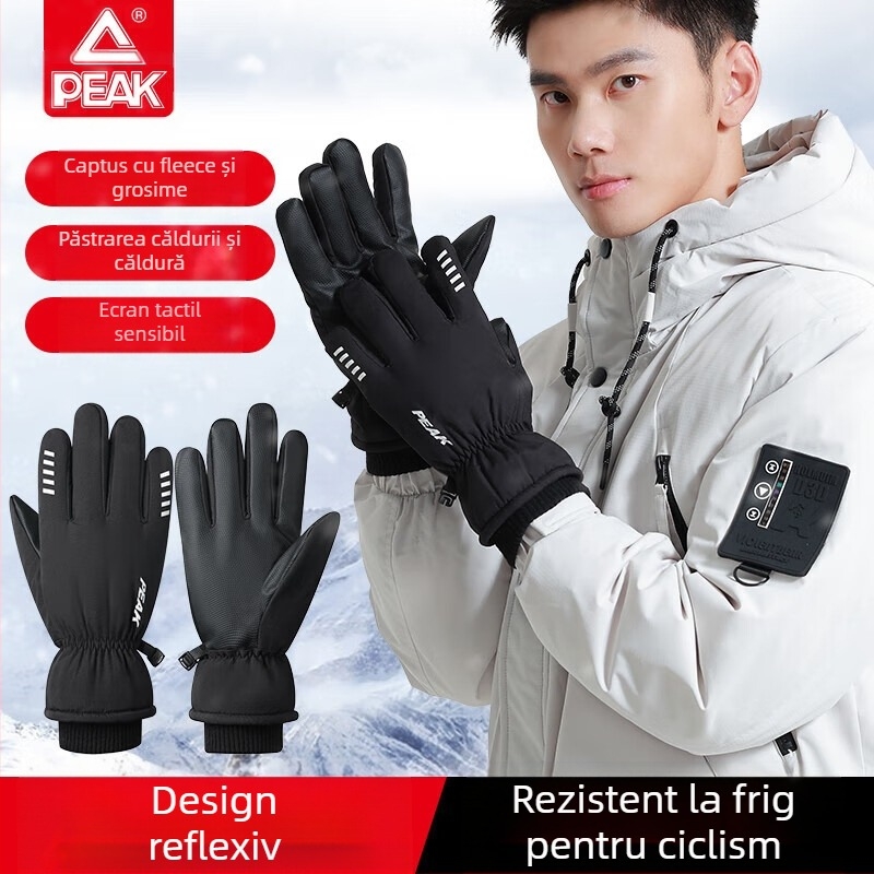 Mănuși de schi calde, din fibre de poliester, căptușite cu fleece, groase, pentru sporturi de iarnă în aer liber și ciclism, protecție a palmei