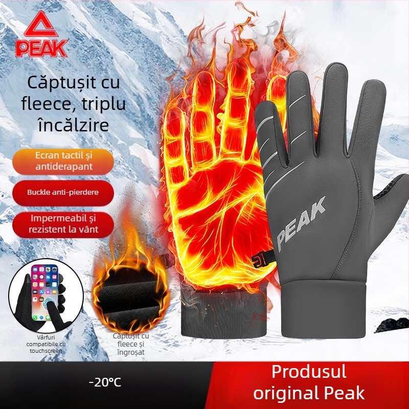 Mănuși de schi calde, din fibre de poliester, căptușite cu fleece, groase, pentru sporturi de iarnă în aer liber și ciclism, protecție a palmei