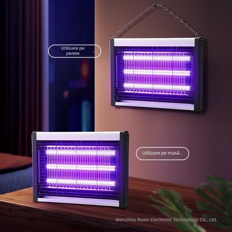 Lampă LED pentru țânțari, montaj pe perete, acoperire 61㎡+, șoc electric